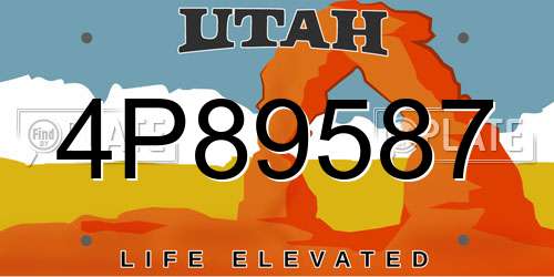 4P89587 Utah License Plate