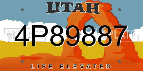 4P89887 Utah License Plate