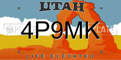 4P9MK Utah License Plate