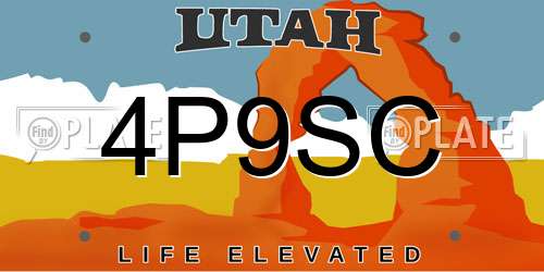 4P9SC Utah License Plate