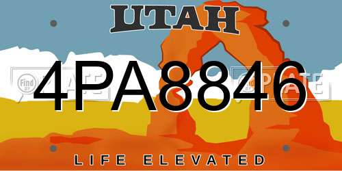 4PA8846 Utah License Plate
