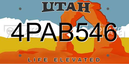 4PAB546 Utah License Plate