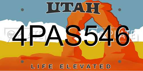 4PAS546 Utah License Plate