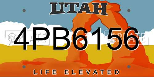 4PB6156 Utah License Plate