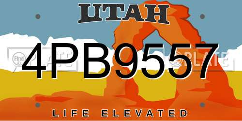 4PB9557 Utah License Plate