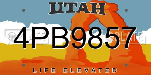 4PB9857 Utah License Plate
