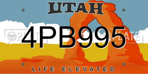 4PB995 Utah License Plate