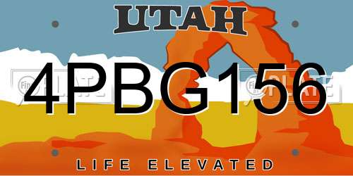 4PBG156 Utah License Plate