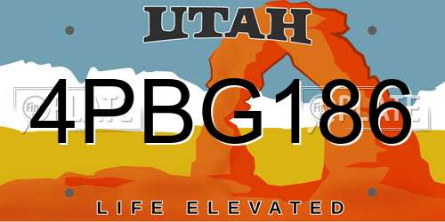 4PBG186 Utah License Plate