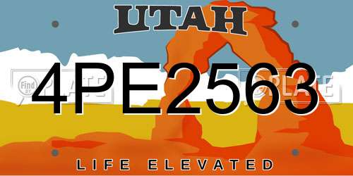 4PE2563 Utah License Plate