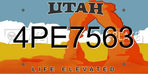 4PE7563 Utah License Plate