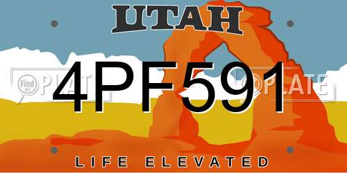 4PF591 Utah License Plate