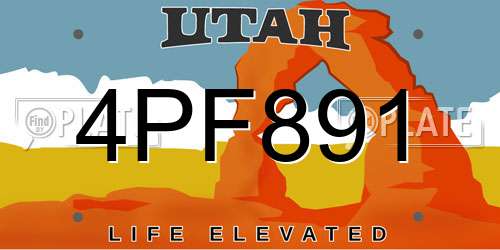 4PF891 Utah License Plate