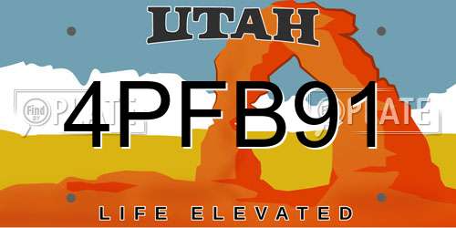 4PFB91 Utah License Plate