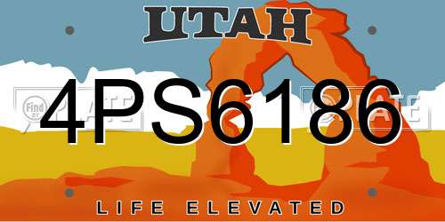 4PS6186 Utah License Plate
