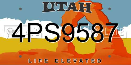 4PS9587 Utah License Plate