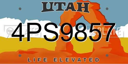 4PS9857 Utah License Plate