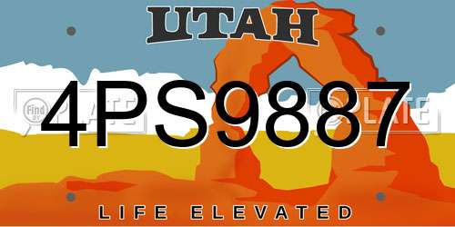 4PS9887 Utah License Plate