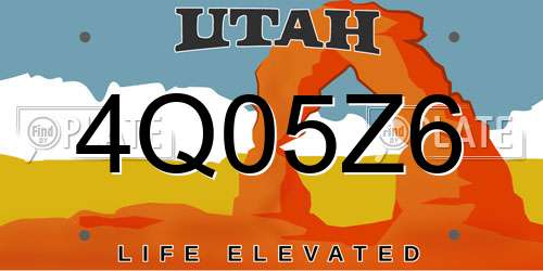 4Q05Z6 Utah License Plate