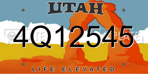 4Q12545 Utah License Plate