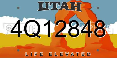 4Q12848 Utah License Plate