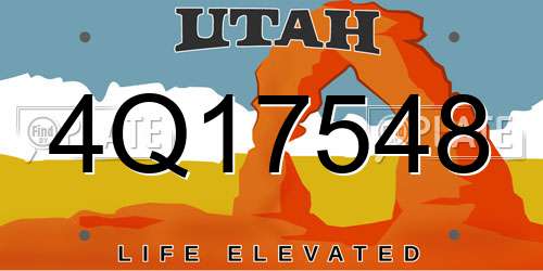 4Q17548 Utah License Plate