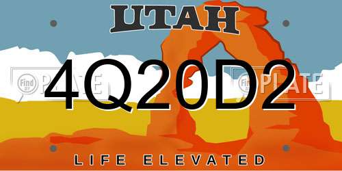 4Q20D2 Utah License Plate