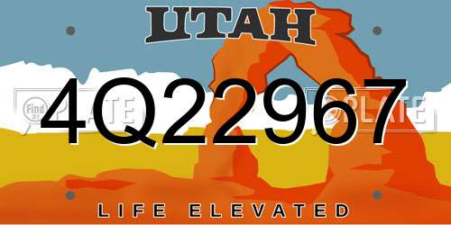 4Q22967 Utah License Plate