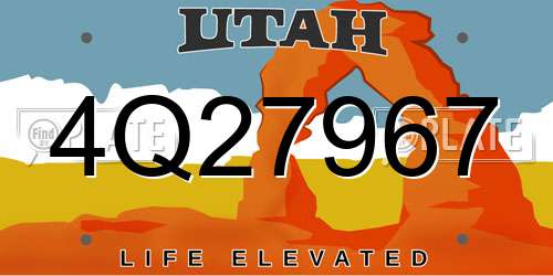 4Q27967 Utah License Plate