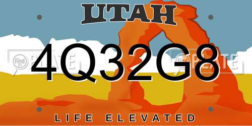 4Q32G8 Utah License Plate
