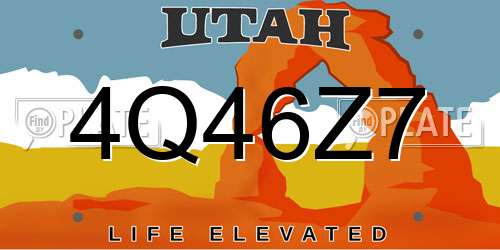 4Q46Z7 Utah License Plate