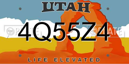 4Q55Z4 Utah License Plate