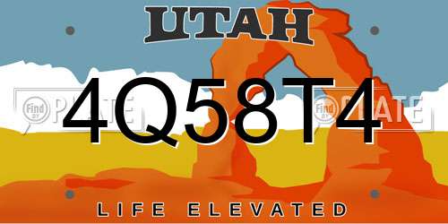 4Q58T4 Utah License Plate