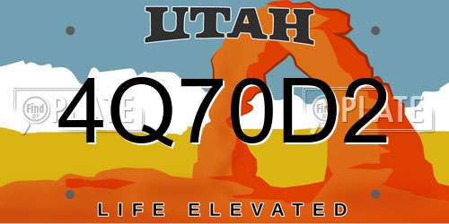 4Q70D2 Utah License Plate