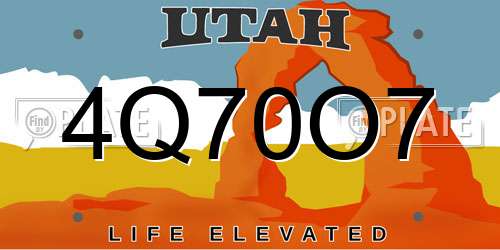 4Q70O7 Utah License Plate