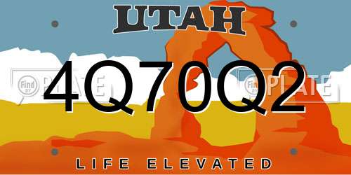 4Q70Q2 Utah License Plate