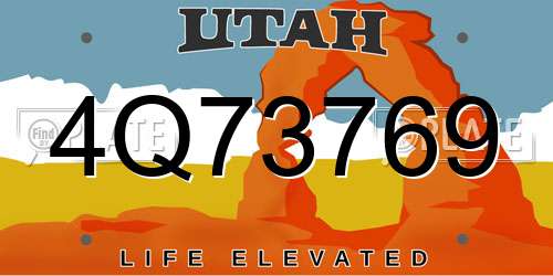 4Q73769 Utah License Plate