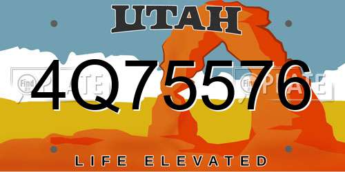 4Q75576 Utah License Plate