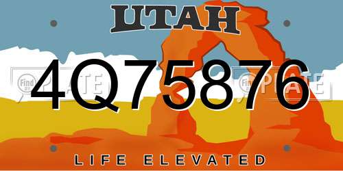 4Q75876 Utah License Plate