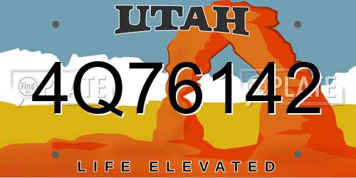 4Q76142 Utah License Plate