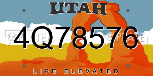 4Q78576 Utah License Plate