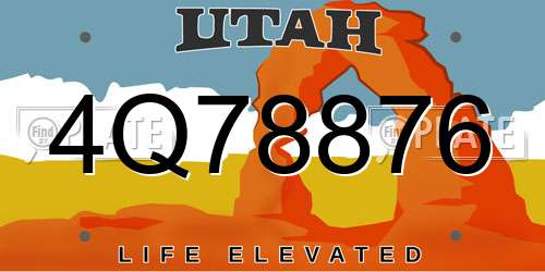 4Q78876 Utah License Plate