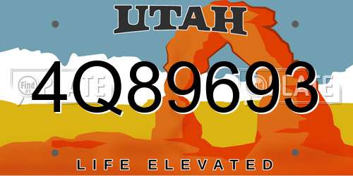 4Q89693 Utah License Plate