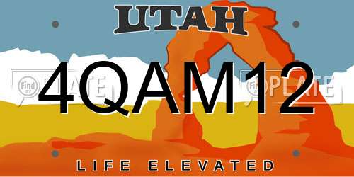 4QAM12 Utah License Plate