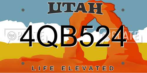 4QB524 Utah License Plate