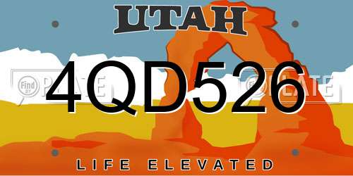 4QD526 Utah License Plate