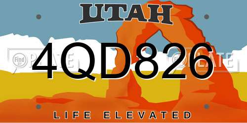 4QD826 Utah License Plate