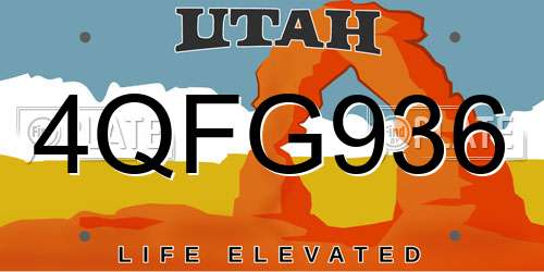 4QFG936 Utah License Plate