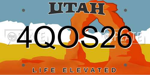 4QOS26 Utah License Plate