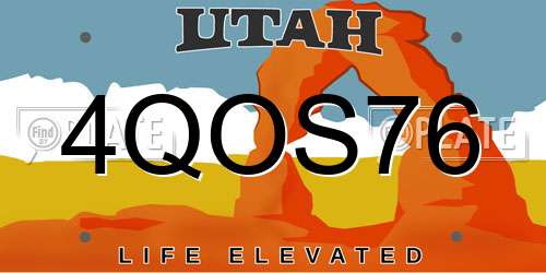 4QOS76 Utah License Plate